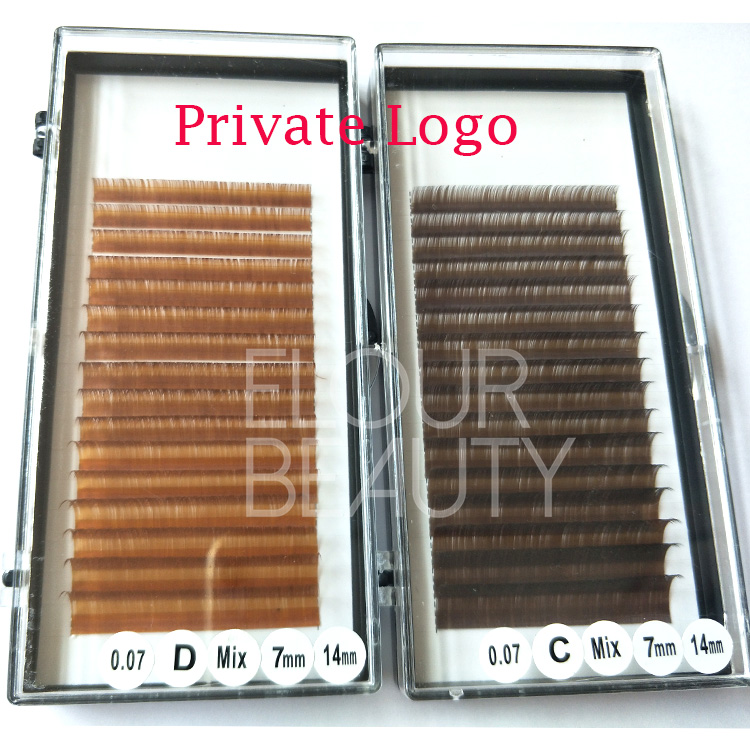 Brown colored individual eyelash extensions China factory supply EL57